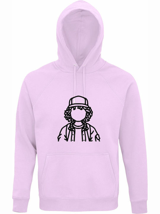 Kinder-Sweatshirt mit Kapuze Creamy Pink Stranger Things Dustin Minimal Design