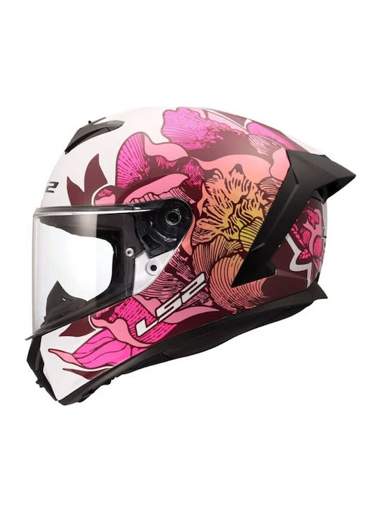 LS2 FF820 Rapid III Poppies II Gloss White/Pink Motorcycle Helmet
