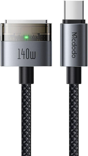 Mcdodo Магнитен / LED USB 2.0 Кабел USB-C мъжки - Magsafe 3 140W Черен 2м