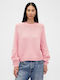 Women's Long Sleeve Crop Sweater Cotton Blush Pink