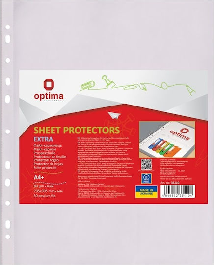 Buzunare Pentru Dosare Optima Krik Extra 80mic 220x300mm Pachet 50 Bucăți