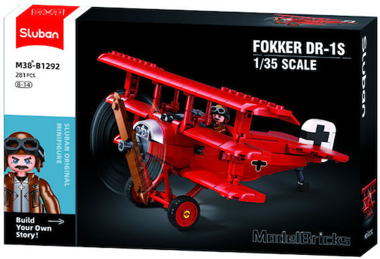 Sluban Blocuri Red Baron Fokker Triplane 281buc