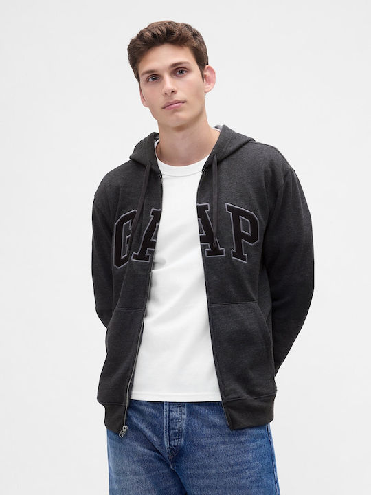 GAP Лого Яке с Качулка Сиво Charcoal Gray