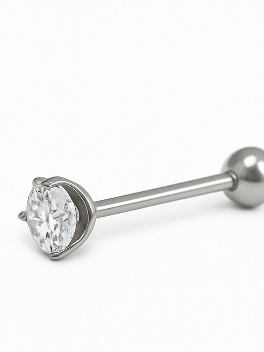 Nire Tongue Piercing Earring Steel Silver / Transparent