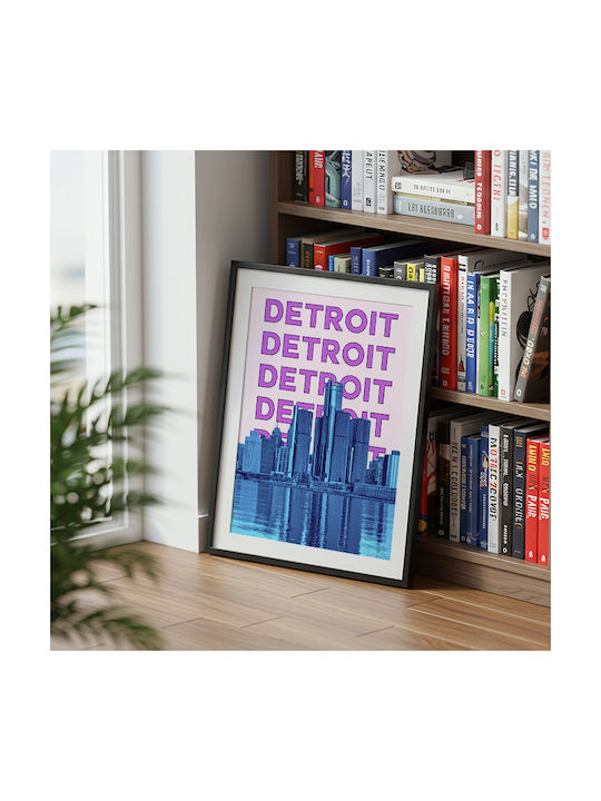 Poster Detroit Pop Art Pst25504 21cm X 30cm White PVC Frame