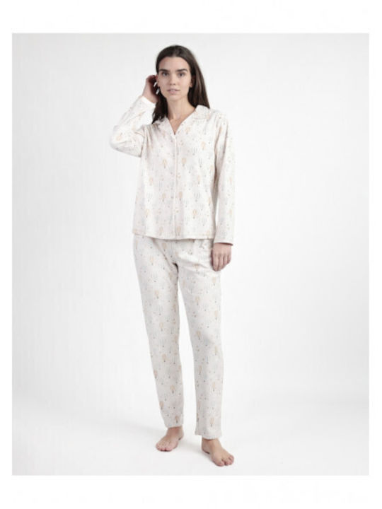 Admas Winter Damen Pyjama-Set Beige Enjoy Every Moment