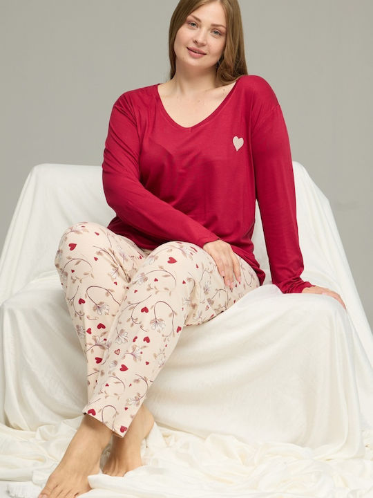 Sexen Winter Damen Pyjama-Set Romantic Red, Bordeaux Romantic