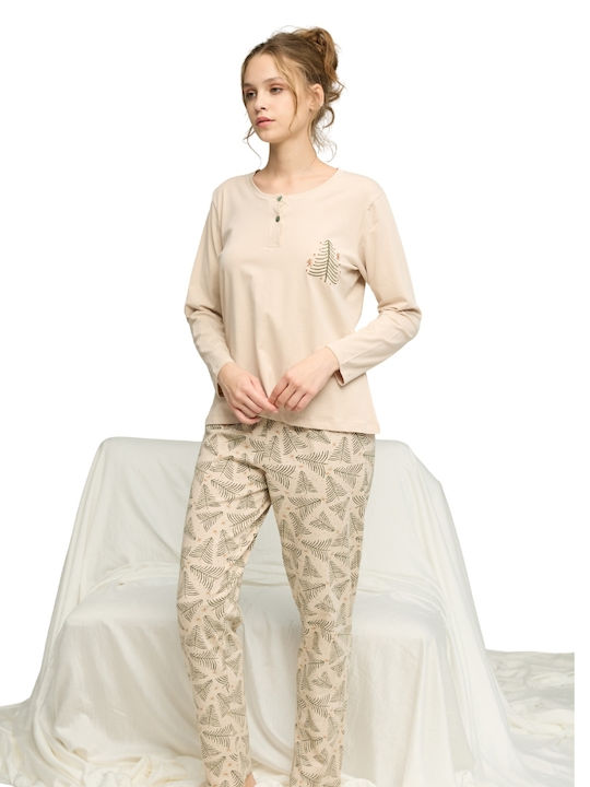 Sexen Set Pijamale pentru Femei Dark Beige Christmas