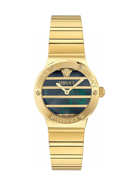 Versace Greca Logo Γυναικείο Ρολόι Μπαταρίας με Χρυσό Μεταλλικό Μπρασελέ