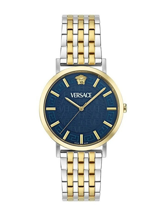 Versace Greca Γυναικείο Ρολόι 40mm Μπαταρίας με Ασημί Μεταλλικό Μπρασελέ