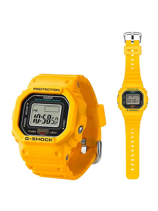 Casio Ψηφιακό Ανδρικό Ρολόι Μπαταρίας με Κίτρινο Καουτσούκ Λουράκι