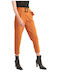 Women's High-waisted Fabric Trousers Burnt Yellow