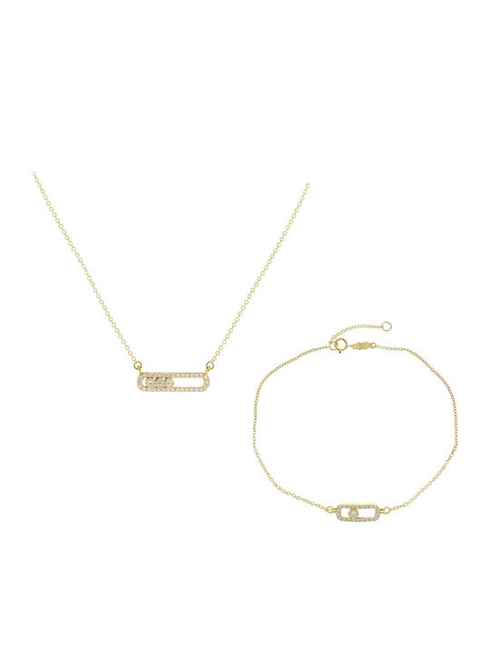 Set with Necklace & Bracelet from Gold 9K with Stones