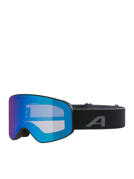 Alpina Kids Ski & Snowboard Goggles Black with Black Mirror Lens
