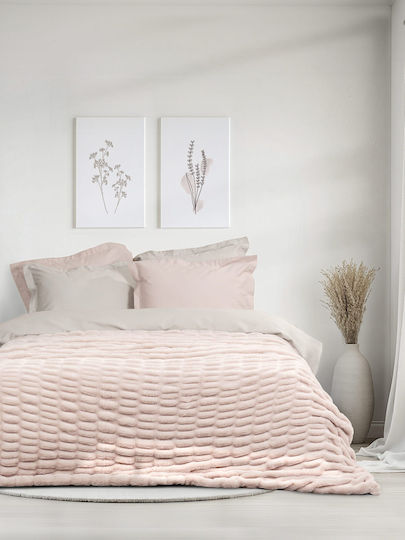 Nima Mossy Κουβέρτα Sherpa Υπέρδιπλη 220x240εκ. Light Pink