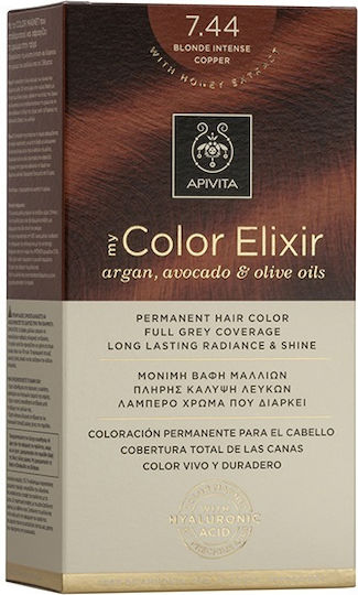 Apivita My Color Elixir Βαφή Μαλλιών Χωρίς Αμμωνία 7.44 Ξανθό Έντονο Χάλκινο 50ml