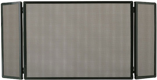 Zogometal Metallic Fireplace Screen with 3 Panels 100x50cm Black