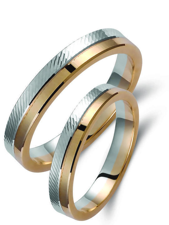 Valauro Bicolour Wedding Rings 9K Thickness 3.50mm