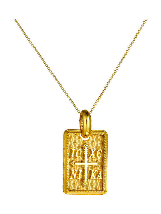Ioannis Kosmima Pendant Kids Talisman Double Sided with Chain Konstantinato made of Gold 14K AFP-23104YAL