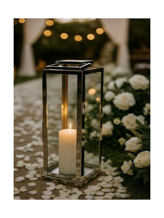 Galifas Φαναράκι Μεταλλικό Επιδαπέδιο Ασημί 18x18x43εκ.