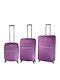 Diplomat Set The Travel Collection Fabric Purple Suitcases With 4 Wheels Set 3pcs