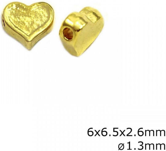 Mεταλλικές Χάντρες Καρδιά Χρυσό 6x6.5mm 15τμχ