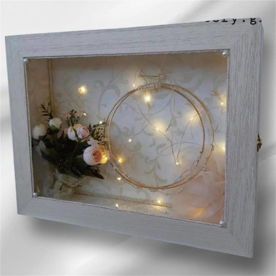 Cutie de Perete pentru Coroană de Nuntă Dreptunghiulară Lemnoasă Ecru 45x65εκ.