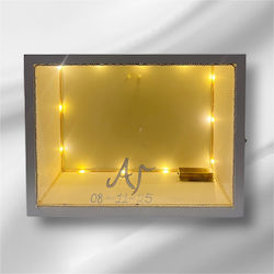Tabletop Rectangle Wedding Crown Case Wooden Brown 30x40cm