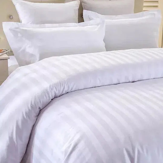 Mattex Hotel Satin Stripe Sheet 1cm Ariadne 160x280cm 100% Cotton Tc300