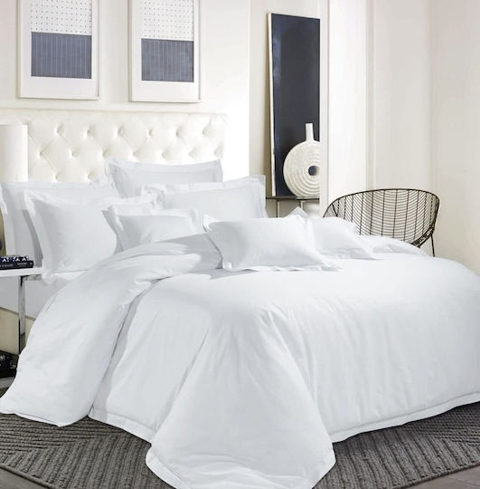 Mattex Ξενοδοχειακο Σεντονι Λευκο Ερατω 160x270cm 100% Βαμβακι Πενιε Percale Tc220