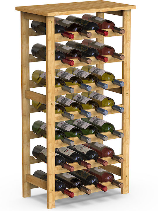 Bakaji Free Standing Wooden Wine Cabinet for 28 Bottles Beige 47x29x93.5cm