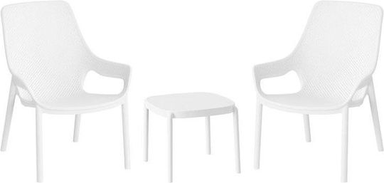 Set Salon Pentru Spații Exterioare Mici Selavia 3 Piese Albe