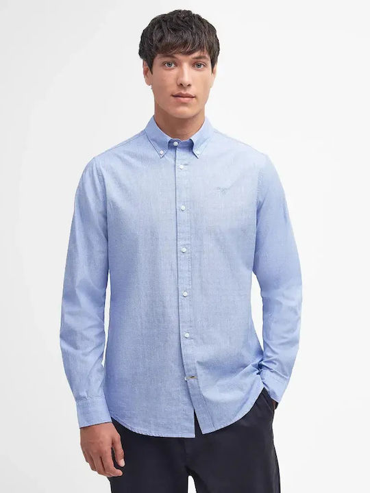 Barbour Crest Poplin Long-sleeved Cotton Shirt Sky