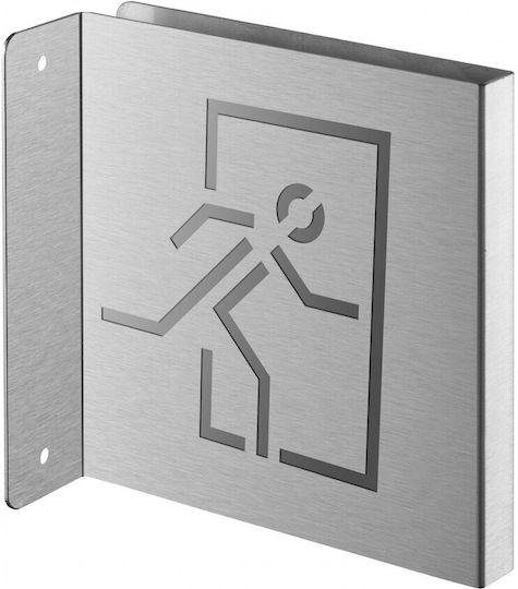 Πινακίδα Σήμανσης Εξόδου Κινδύνου 120x120 Mm Ανοξείδωτη Βιδωτή Κάθετη Thirard 00592387