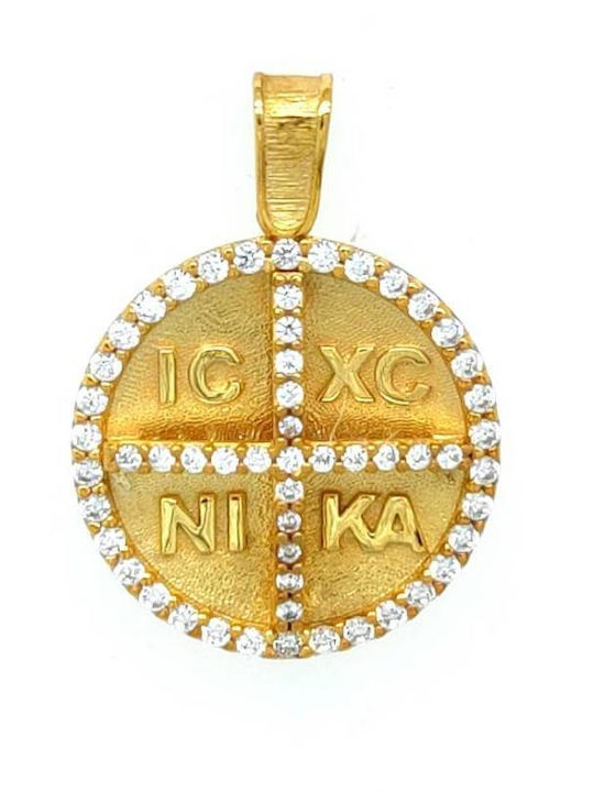 Drandakis Charm Talisman Konstantin mit Steinen aus 14K Gold mit Zirkon