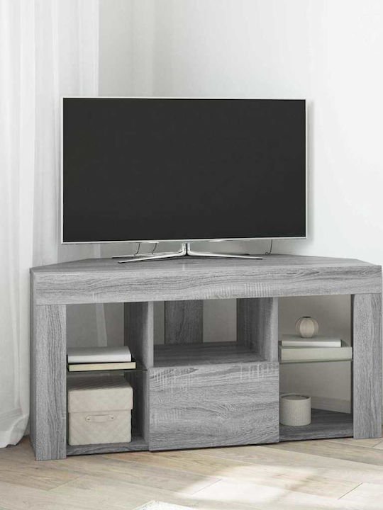 TV Stand Cornered Wooden with LED Lighting Gray...