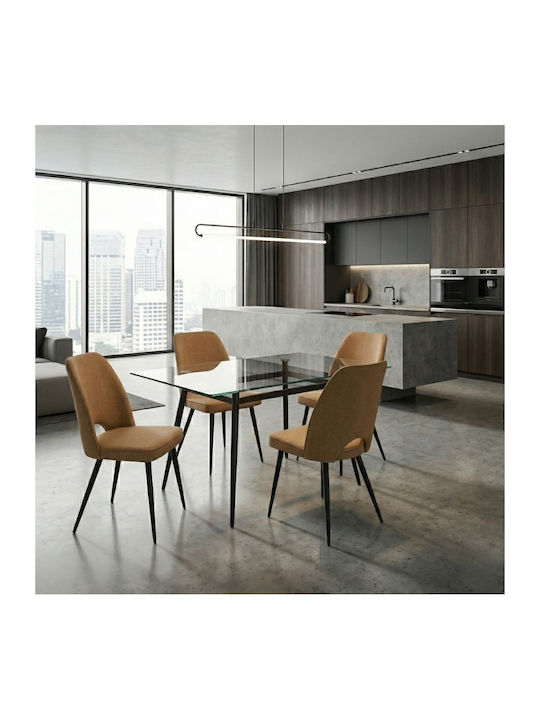 Christy Dining Room Fabric Chair Mustard - Black 47x59x90cm