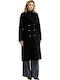 Women's Black Coat with Fur Details