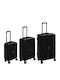 5Five Hard Travel Suitcases Black with 4 Wheels Set 3pcs