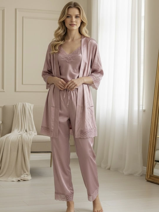 Winter Women's Robe with Pyjama Pink