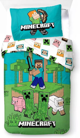 Minecraft Σετ Παιδική Παπλωματοθήκη Μονή Πολύχρωμη