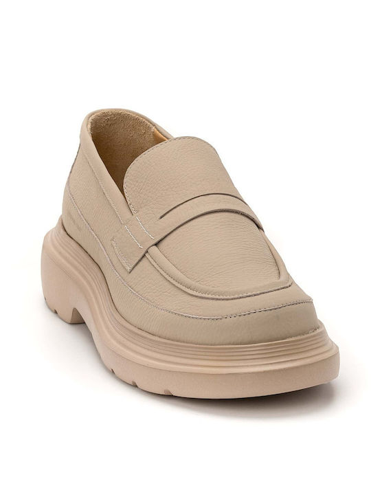 Leder Herren Mokassins in Beige Farbe