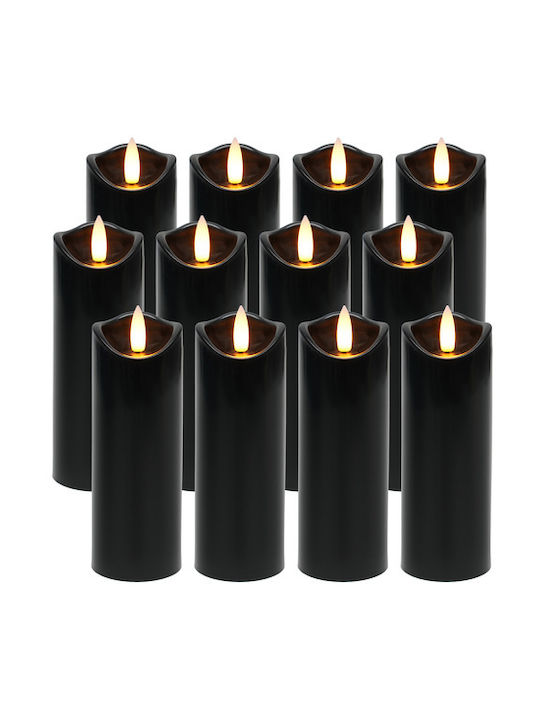 Lustră Decorativă Lumânare Negru 12buc