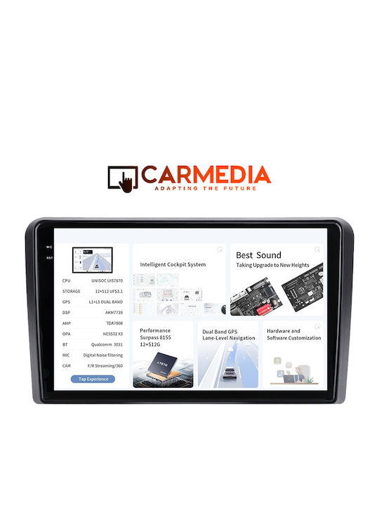 Carmedia Car Audio System for Fiat Panda 2003-2012 (Bluetooth/USB/WiFi/GPS/Apple-Carplay/Android-Auto) with Touch Screen 9.5"