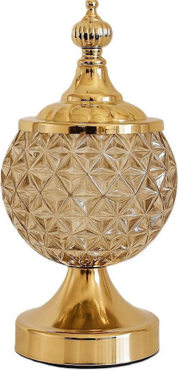 La Belle Maison Glass Fountain with Lid and Foot D1879 12x12x25cm Gold