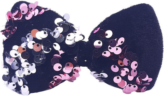 Schwarze Samt Schleife Haarspangen Bunte Pailletten 2