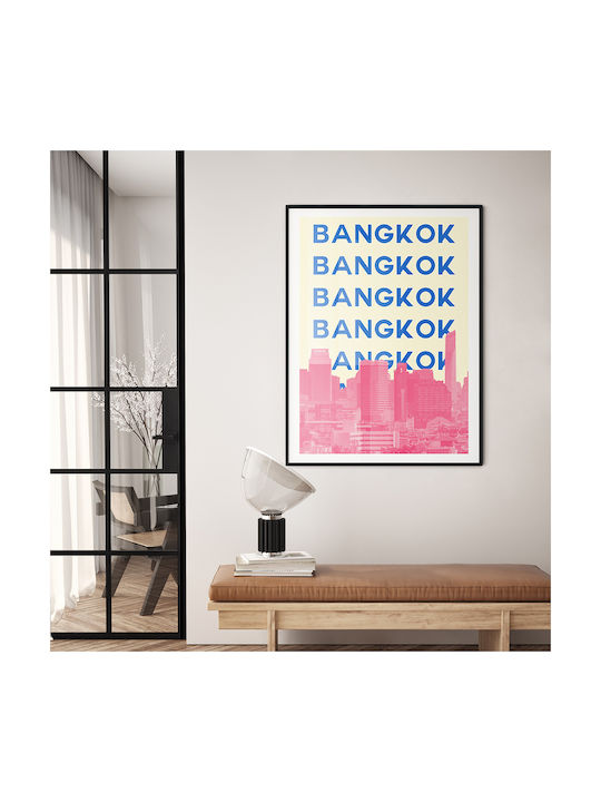 Poster Bangkok Pop Art Pst25520 50cm X 70cm Frame Dark Natural Wood Brown