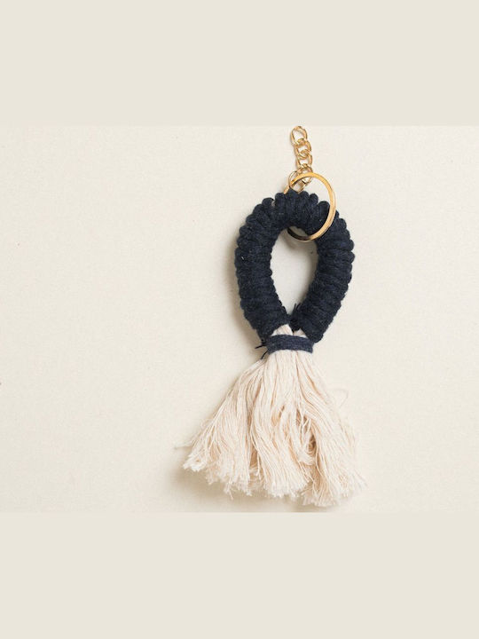 Beauty Home Macramé Breloc 11 x 4 cm Albastru Marin Închis