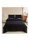 Homeone Duvet Cover Set Queen 220x240cm Black Velvet-Black Metal 3pcs 300 GSMGsm