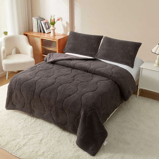 Homeone Duvet Cover Set Queen 220x240cm Dark Grey 3pcs 300 GSMGsm